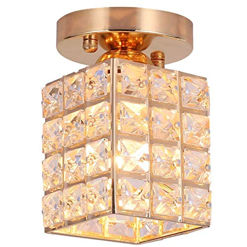 Preisvergleich Produktbild DSechcrsL 1-Licht Kristall Deckenleuchte, Moderne Kristall Kronleuchter, K9 LED Deckenleuchte Unterputz Edelstahl Leuchten für Schlafzimmer, Esszimmer, Küche, E27