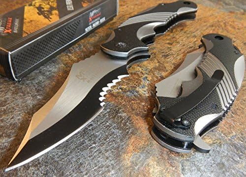 Kitchenlover MTech Xtreme Ballistic Black Grey Spring Assisted Tactical Flipper Pocket Knife