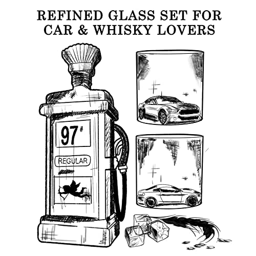Novoto Whiskey Decanter Set with Glasses, 97's Gas Station & Car Limited Edition, Whiskey Gifts for Men, 850ml & 240ml Whiskey Set, Whiskey Decanter accessories, Wine Decanter Alcohol Gifts for Men - Image 5