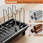 Small Dish Drying Rack, Compact Dish Drainer for Kitchen Counter, with Adjustable Back Slots, Space-Saving for Small Kitchens, Black - Image 4