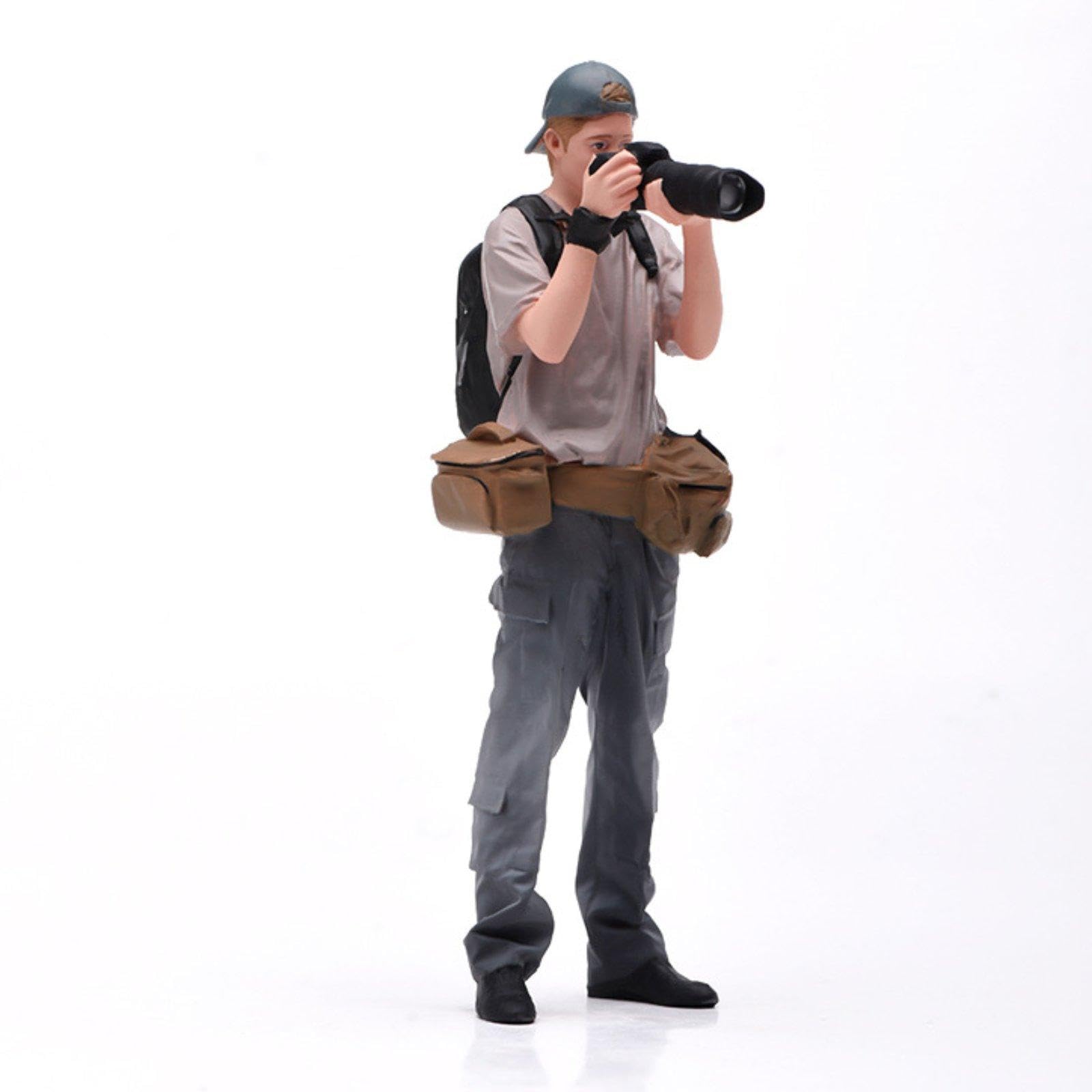 Colcolo Modellino di Fotografo Maschio in 1:24, in Miniatura con Macchina Fotografica, Personaggio per Giochi di Ruolo, Giocattolo per Diorami