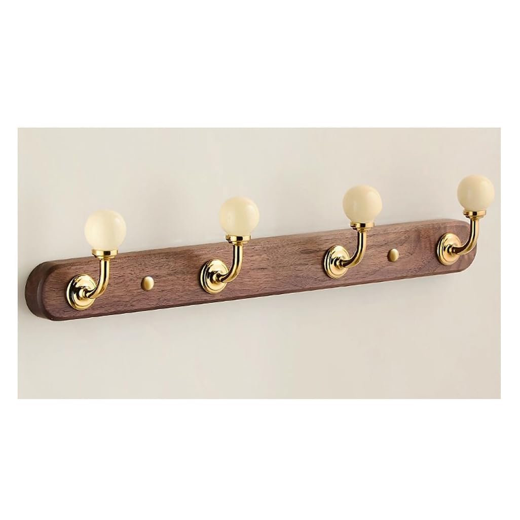 Zhouxiao White Wood Coat Rack Wall Mount,Walnut Wood Coat Hooks Hanger Wall Mounted 4Hook