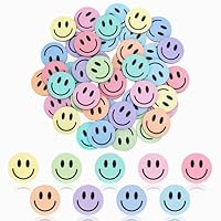 JarThenaAMCS 45Pcs Smile Extra Tokens for Reward Jar Colorful Happy Face Wooden Cutouts with Linen Pocket 9 Candy Colors Wooden Tokens for Back to School Student Teacher Home Classroom