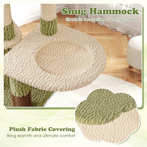 Tangkula Torre para Gatos Verde Multi-Nivel con Rascadores y Hamaca miniatura 5