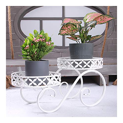 JDkilp 2-stöckiger Pflanzenständer aus Metall, Pflanzenständer für Zimmerpflanzen, modernes Pflanzenständer S-Design, klassisches Blumenregal (weiß) Cover