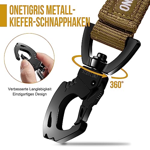OneTigris Bolt Kurzführer Hund 30cm, Hundeleine Kurz mit Tiger Zahn Metallclip und Weiche Polsterung, Reflektierend Nylon Hundeleine Geeignet für Mittlere Große Hunde Braun