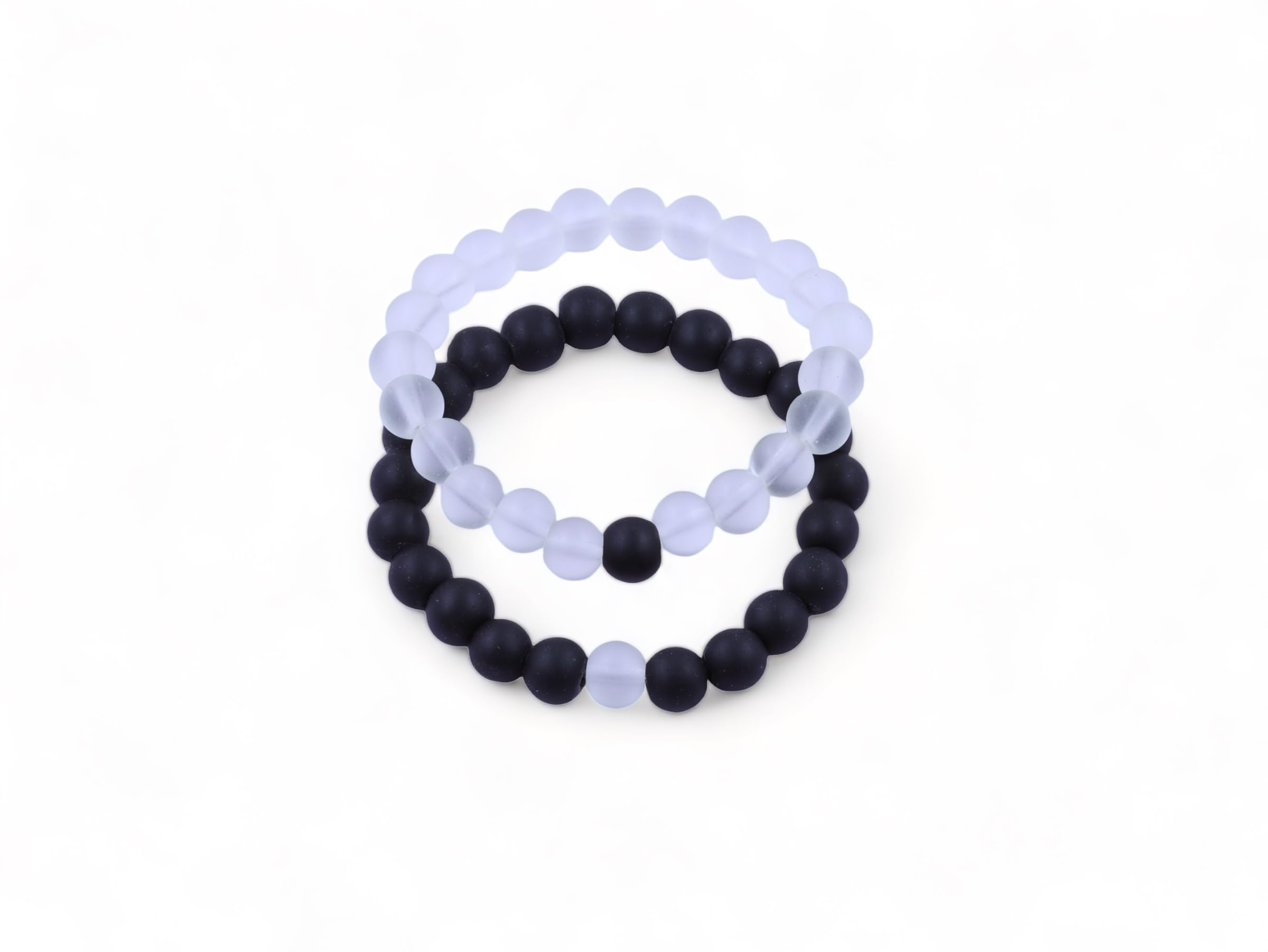 Iraavat Jewelry - Couple Combo Matching Matte Black & Transparent White Relationship Bracelets For Unisex Adult (B0CNLZGYD7) Amazon Price History, Amazon Price Tracker