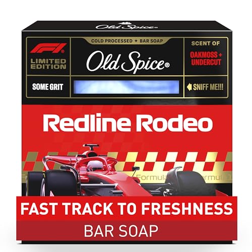 Image of Old Spice Bar Soap for Men, F1 Collection, Cold Pressed with Some Grit, Fast Track to Freshness, Made with Natural Oils & Plant Based Cleanser, Redline Rodeo with Oakmoss & Undercut Scent, 5 oz