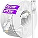 Price comparison product image Ethernet Cable 20m, Cat 6 High Speed Internet Cable 20m Flat Network Cable, Long RJ45 LAN Cable 20 meter 250MHz 1000Mbps, UTP Gigabit White Broadband Patch Cable for Router Modem Switch PC (20 Clips)