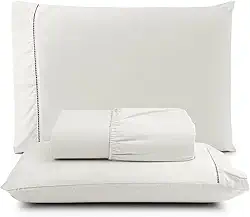 Jogo de Lençol Casal Padrão 100% Algodão Percal - 3 Peças - 200 Fios - Toque de Lençol de Hotel Macio - (Casal padrão, Palha)