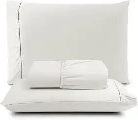Jogo de Lençol Casal Padrão 100% Algodão Percal - 3 Peças - 200 Fios - Toque de Lençol de Hotel Macio - (Casal padrão, Palha)