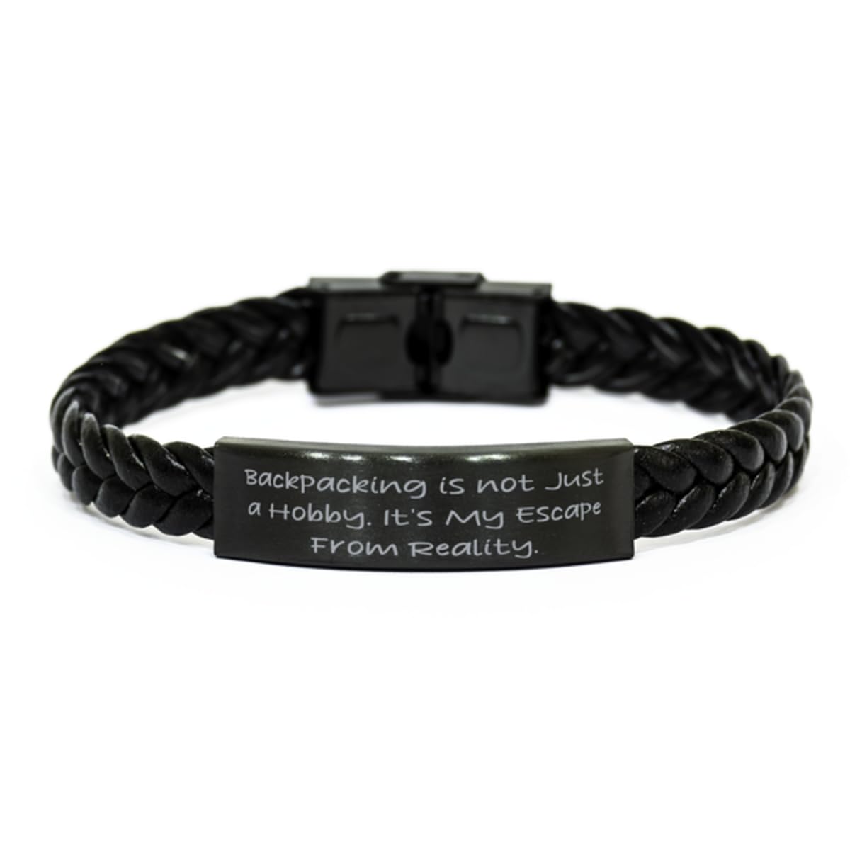 Appreciation Backpacking Gifts, Backpacking is not Just a Hobby, Birthday Braided Leather Bracelet For Backpacking from Friends, Hiking, Camping, Outdoors, Nature, Travel, Adventure, Gift ideas