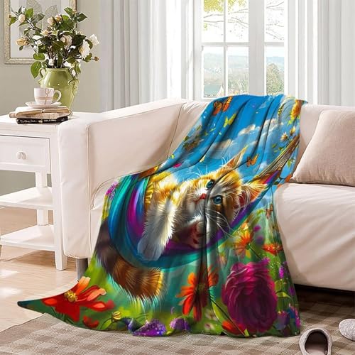 Couverture de lit chat idée cadeau originale pour passionnés d'animaux doux