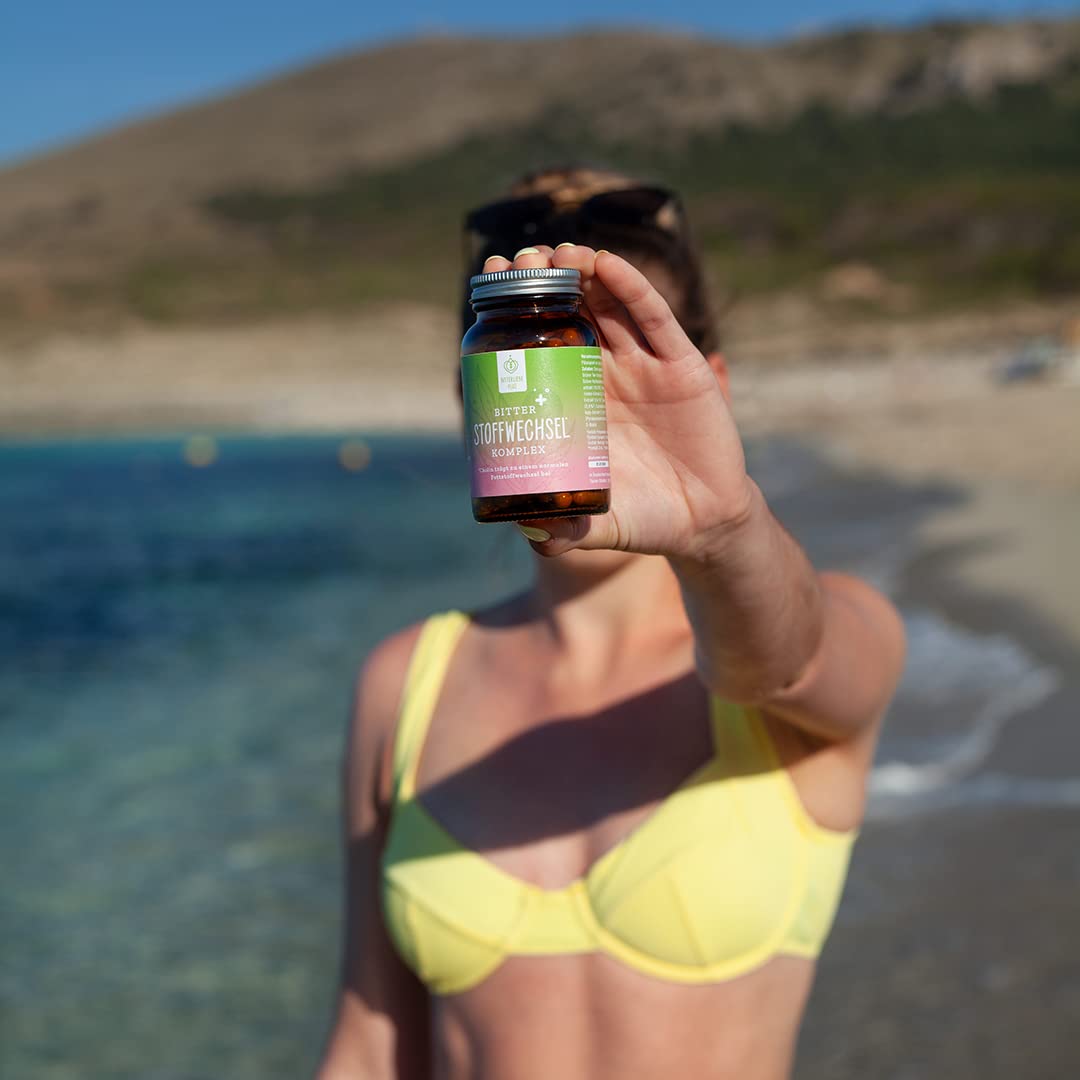 BitterLiebe® Bitter Stoffwechsel * Komplex - 90 hochdosierte Kapseln mit Cholin, Zink, Vitaminen & Bitterstoffen - Für einen normalen Fett- und Energiestoffwechsel *- Vegan & Made in Germany