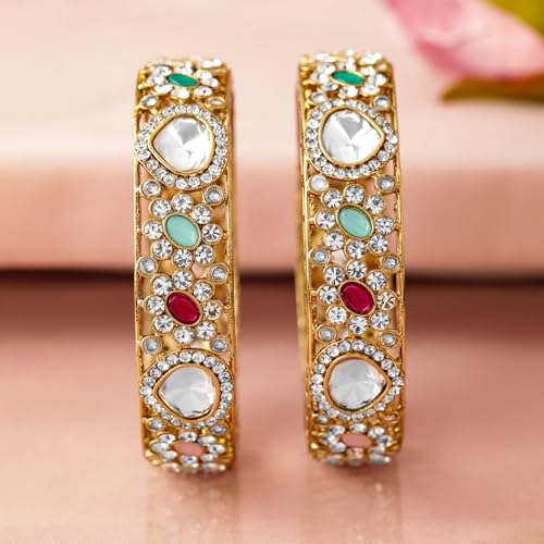 Image of Rubans Bangles Set of 2 Cubic Zirconia Ethnic Stylish Jewellery Gift for Women & Girls