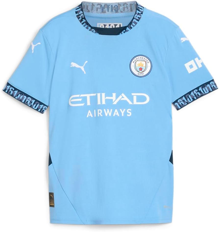 PUMA Kids Boys MCFC Crew Neck Short Sleeve Home Jersey Replica Casual - Blue