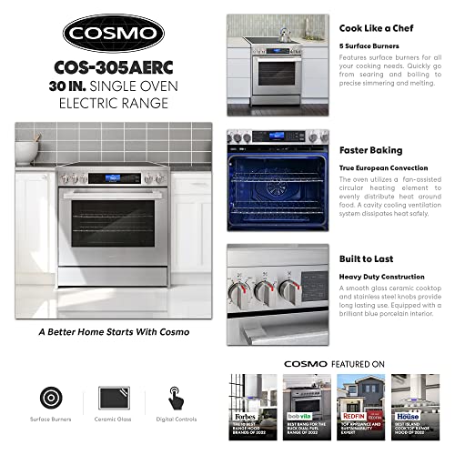 Cosmo COS-305AERC Commercial-Style Electric Range With 4 Burners / 1 Warming Zone And 5 Cu. Ft. Capacity Oven thumb #2