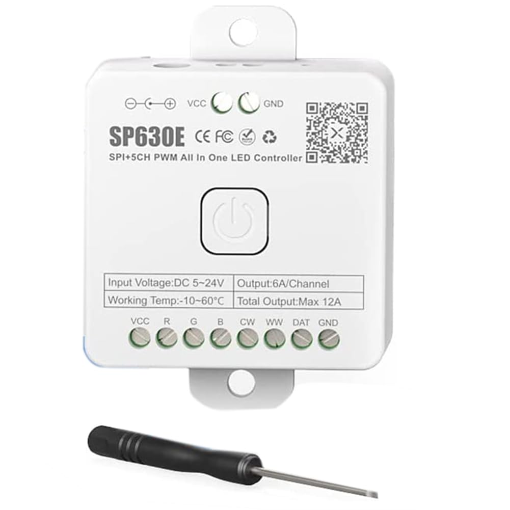 Yeruvce White 1 Pcs Sp630e Bluetooh Led Controller Ws2811 Ws2812b Plastic Support Pwm Monochrome Cct Rgb Rgbw Rgbcct Or Spi Ttl Ic Chip