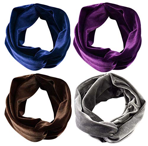 ransiy Velvet Vintage Wide Criss Cross Headbands Floral Head Wrap Turban Hairbands Twisted Hair Band Accessories for Women (One size, Purple,Royal Blue,Brown,Gray)
