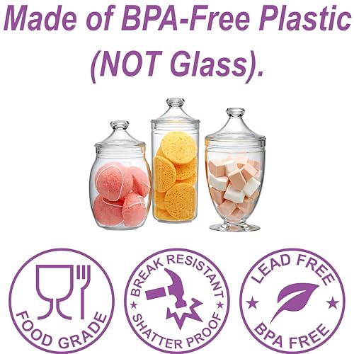 Adore-Plastic-Apothecary-Jars-3-Piece-Set-524646-oz-NOT-Glass-Acrylic-Jars-with-Lids-Bathroom-Canisters-Candy-Buffet-Wedding-Display-BPA-Free-and-Shatter-Proof