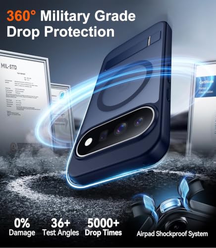 Image of Designed for 11 Pro XL Case 2026, [Built-in Invisible Kickstand][Compatible with MagSafe][Military Grade Shockproof] Slim Translucent Matte Phone Case-Blue