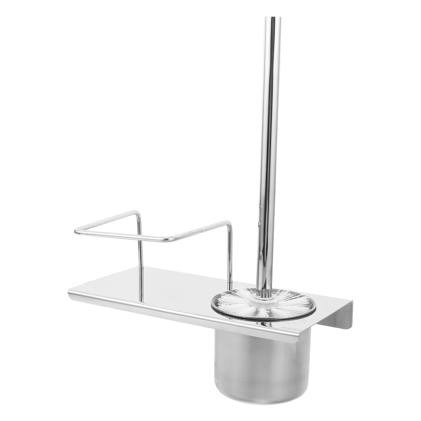Brosse WC Suspendue en Acier Inoxydable avec Support Mural et Étagère