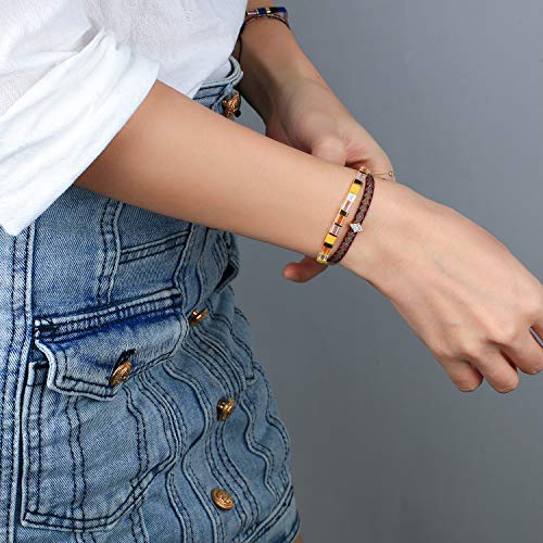 Image of KELITCH Colorful Tila Beaded Bracelets Women Strand Friendship Bracelet Handmade New Link Cuff Bracelets