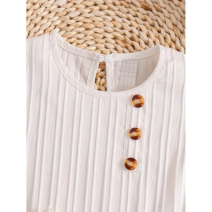 Image of Niren Enterprise Girls Fit And Flare Knee Length Striped Round Neck Sleeveless Dress with Waist Belt and String Purse