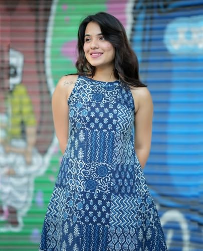 Image of Klosia Women Pure Cotton Kurta Palazzo Set | Sleeveless Printed Kurta with Palazzo Pants | Summer Friendly, Office Wear Co-Ord Set
