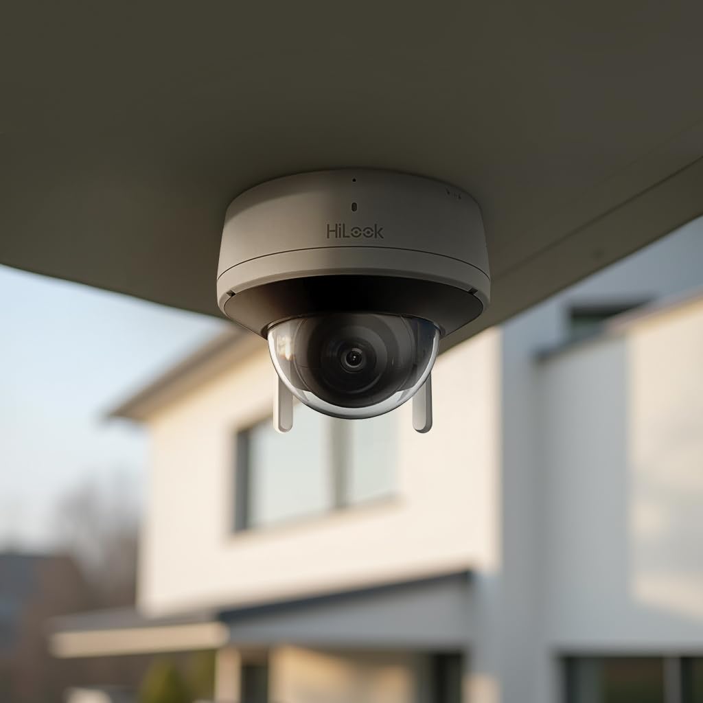 HiLook by HIKVISION kamera kopułkowa WLAN 4 MP, kamera monitorująca na zewnątrz, noktowizor, 2-drożna komunikacja, wykrywanie ruchu, gniazdo na kartę SD, odporna na warunki atmosferyczne IP66, kamera