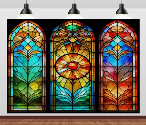 CORFOTO 7x5ft Fabric Moroccan Stained Glass Window Backdrop