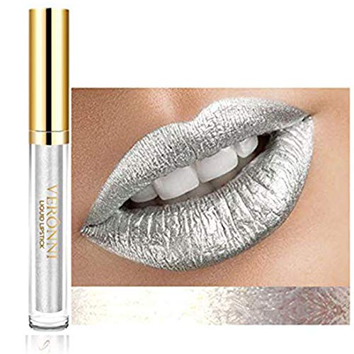 10 Colors Diamond Lipstick Matte Lipstick Metallic Lip Glosses Set Lip Toppers Waterproof Long Lasting Shimmer Nude Liquid Makeup Kit Tint Pigmented (Sliver)