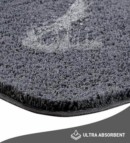 Image of Obsessions Ultra-Absorbent Quick-Dry Bath Mat | 1400 GSM Polyester | Soft, Non-Slip & Fast-Drying Bathroom Rug for Safety & Comfort | 40 x 60 cm | Dark Grey