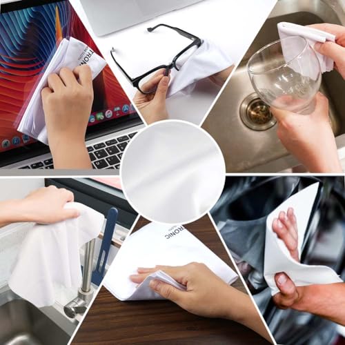 Flintronic 12er Pack Reinigungstücher, Fusselfreie Tücher, Staubtuch, wiederverwendbar, zum Ölen von Holz, Reinigen von Glas und Bildschirmen, 30 x 30 cm
