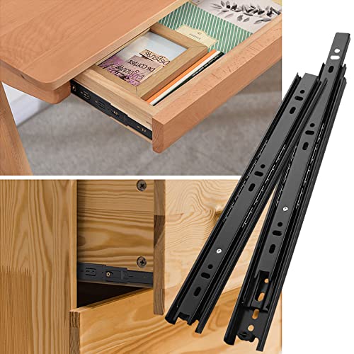 Schubladenführung Vollauszug,Tianher Schubladenschienen Kugellager 100 mm 3 Falten Vollauszug Seitenmontage 45 kg Tragkraft Schubladenführung Schwarzes 4 Zoll 1 Paar (2er Pack)