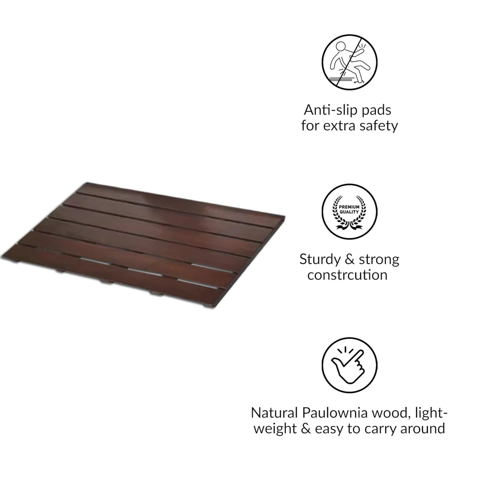 Rechteckige Badematte aus Holz-Entenbrett, Bambus-Badematte für Badezimmer, Duschmatte, rutschfeste, wasserdichte Duschbodenmatte aus Holz, für Türöffnung, Sauna, Spa, Hof, Terras