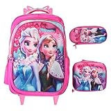 Kit Mochila Infantil De Rodinhas Grande Desenho Alto Relevo