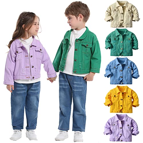 Betadog Kids Boys Denim Jackets Designer Black Ripped Jeans Fashion Coat for Boys Girls Age 3-13 Yr (G, 9-10 Years)