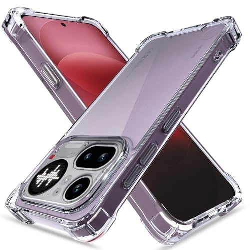 Image of Amazon Basics Back Cover for Nothing Phone 4a Pro 5G PC + TPU Clear Transparent Raised Edges Shockproof Protective Phone Bumper Case (Transparent)