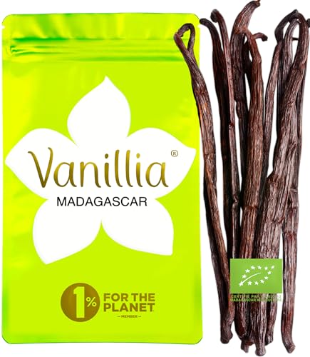 5 Baccelli di Vaniglia Bourbon BIO del Madagascar XL 15/18cm • GRAND CRU 2025 • Sacchetto FreshZIP Vanillia