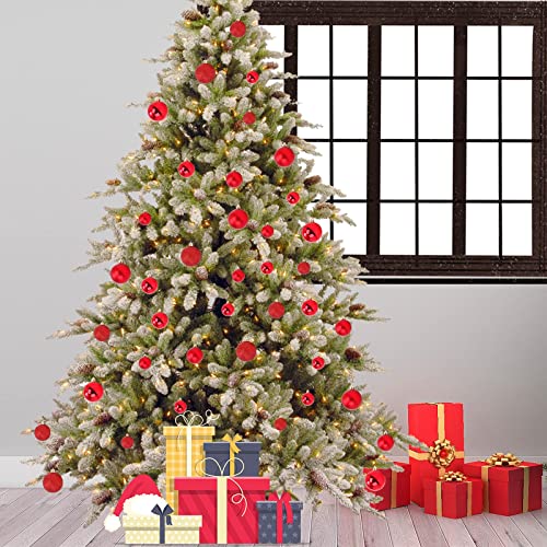 Emopeak 24Pcs Christmas Balls Ornaments For Xmas Christmas Tree - 4 Style Shatterproof Christmas Tree Decorations Hanging Ball For Holiday Wedding Party Decoration (Red, 1.3"/3.2Cm) #TOP1
