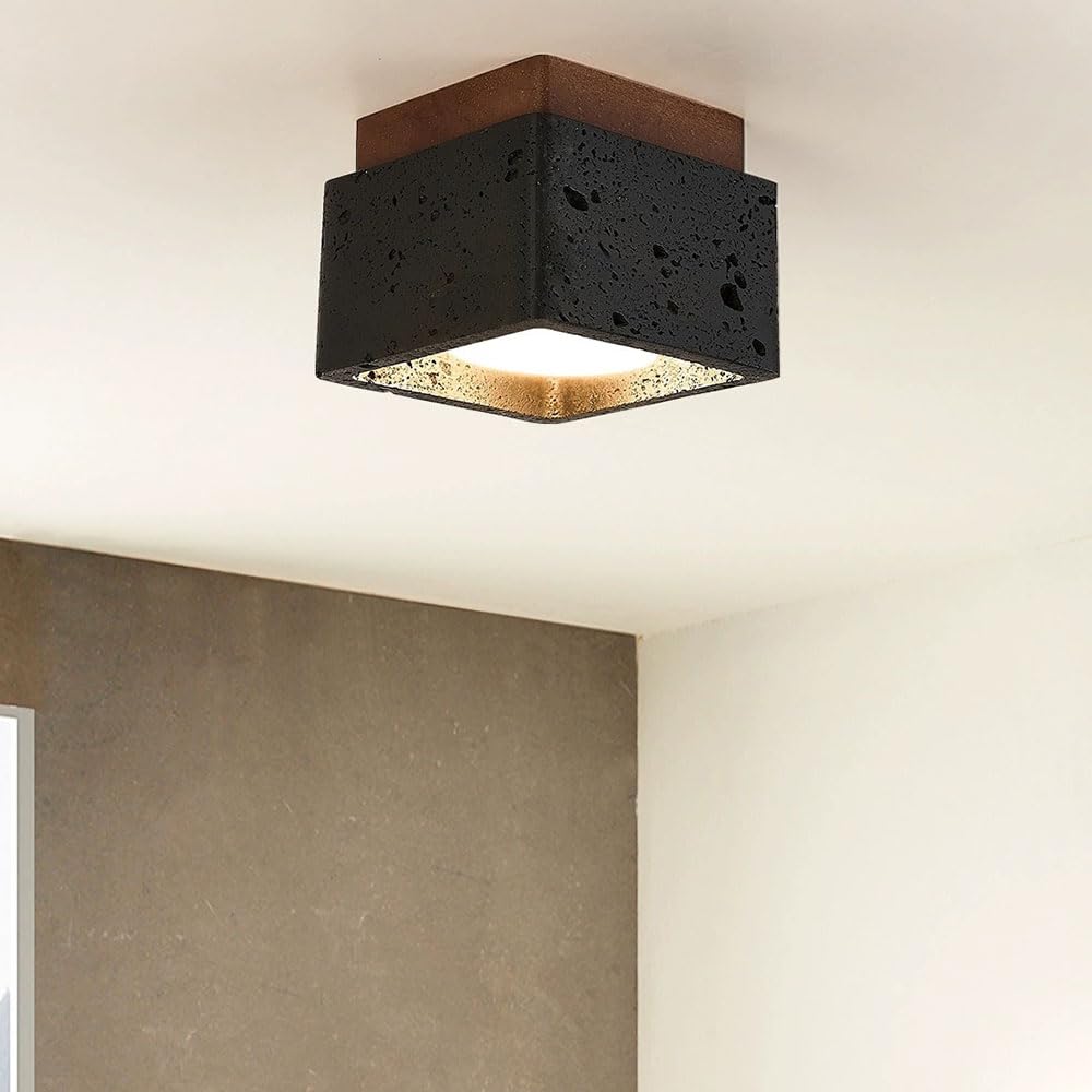 Lámpara De Techo Retro Para Pasillo, Lámpara De Techo Para Vestidor, Iluminación De Techo De Travertino Negro De Diseño Para Recibidor, Luces De Superficie Para Balcón, Para Isla Y Dormitorio