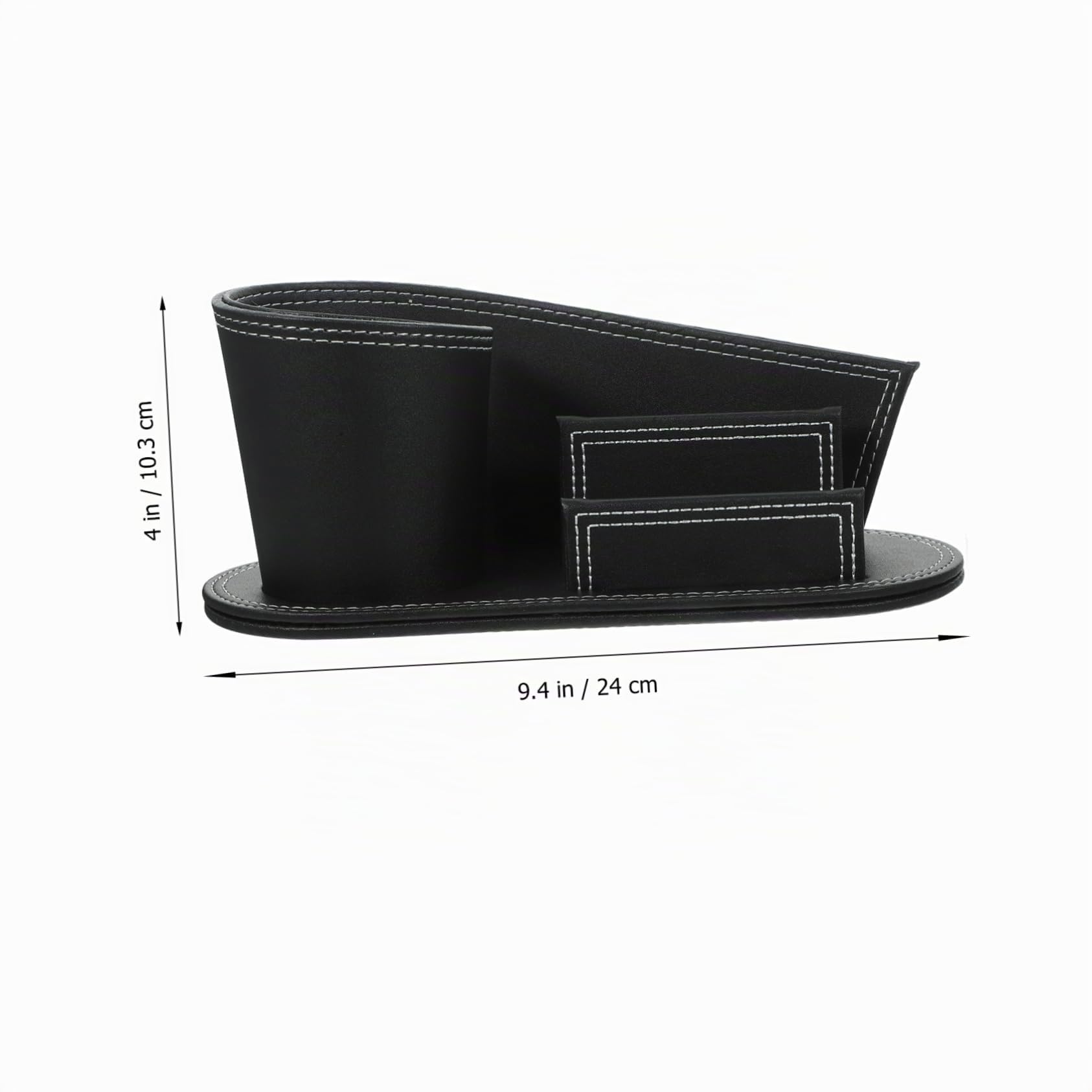 Portapenne da Scrivania in Cuoio Nero, Organizer Ufficio