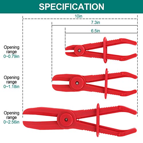 6 Pack Hose Clamp Pliers Hose Pinch Pliers Line Clamps For Fuel Hoses, Gas Lines Brake Hoses, Radiator Hoses, Coolant Hoses, Flexible Hoses, Red #TOP1