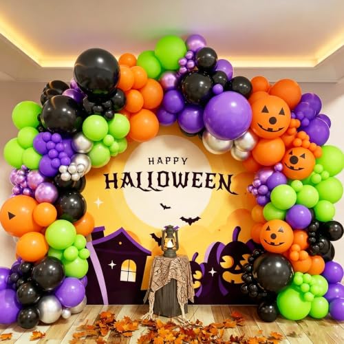 Image of Halloween Balloons Set, 65Pcs Black Orange Purple Green Balloons 12Inch