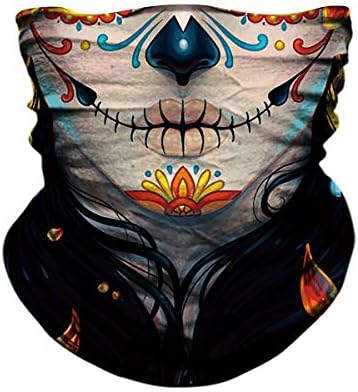 Skull Face Sun Mask Half,Bandanas,Neck Gaiter, Headwear, Headband for Fishing, Hunting,Yard Work (C340)