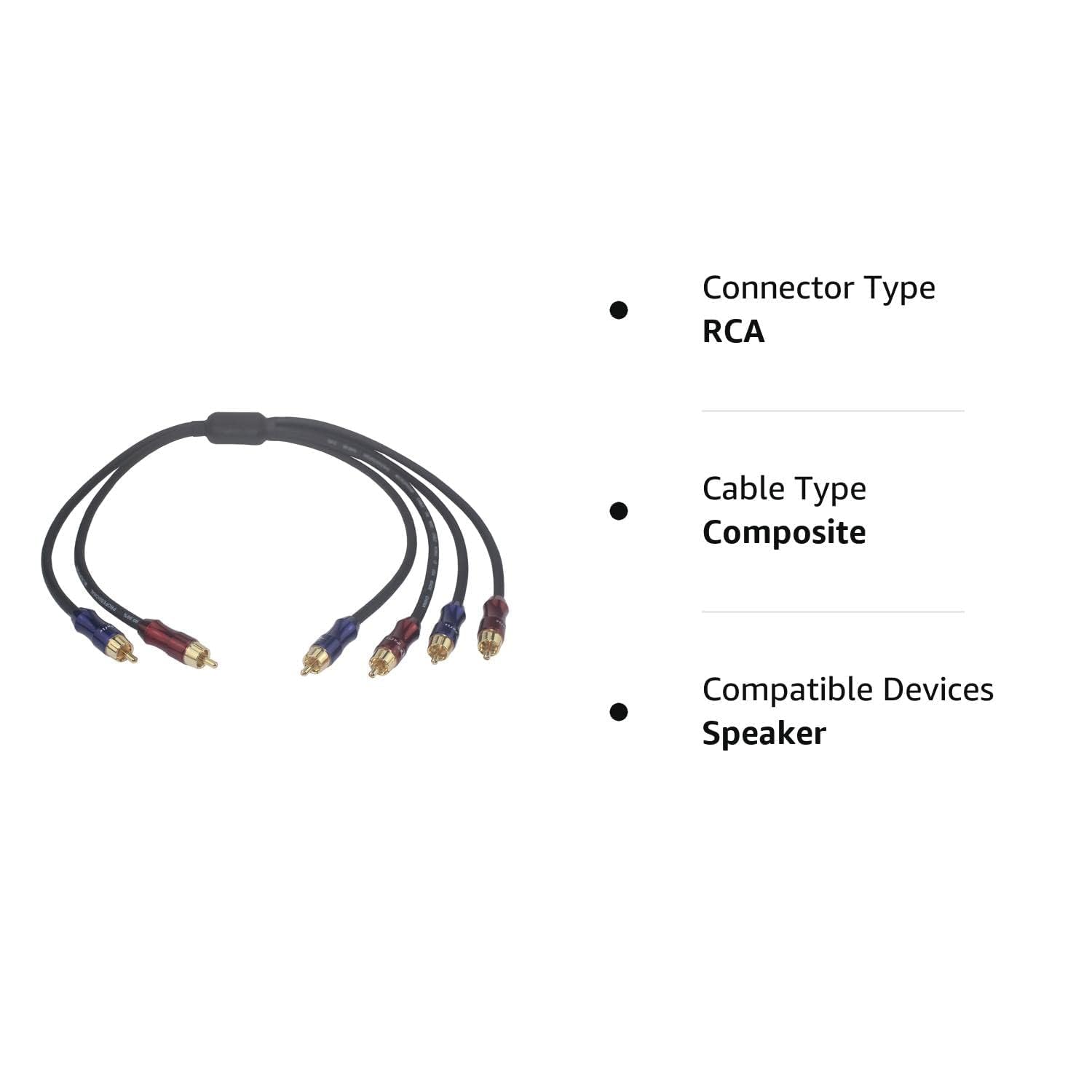 Wv-rcato2/rcakite-05 - Cavo sdoppiatore audio stereo RCA maschio a doppio connettore stereo RCA maschio, 1 ingresso e 2 uscite, spina placcata oro, filo di rame puro OFC 4N, 200 cm