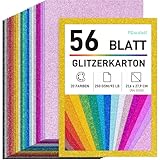 VGOODALL Glitzerpapier zum Basteln, 56 Blatt A4 20 Farben 90lb/250g/m² Glitzer Kartonpapier, Buntes...