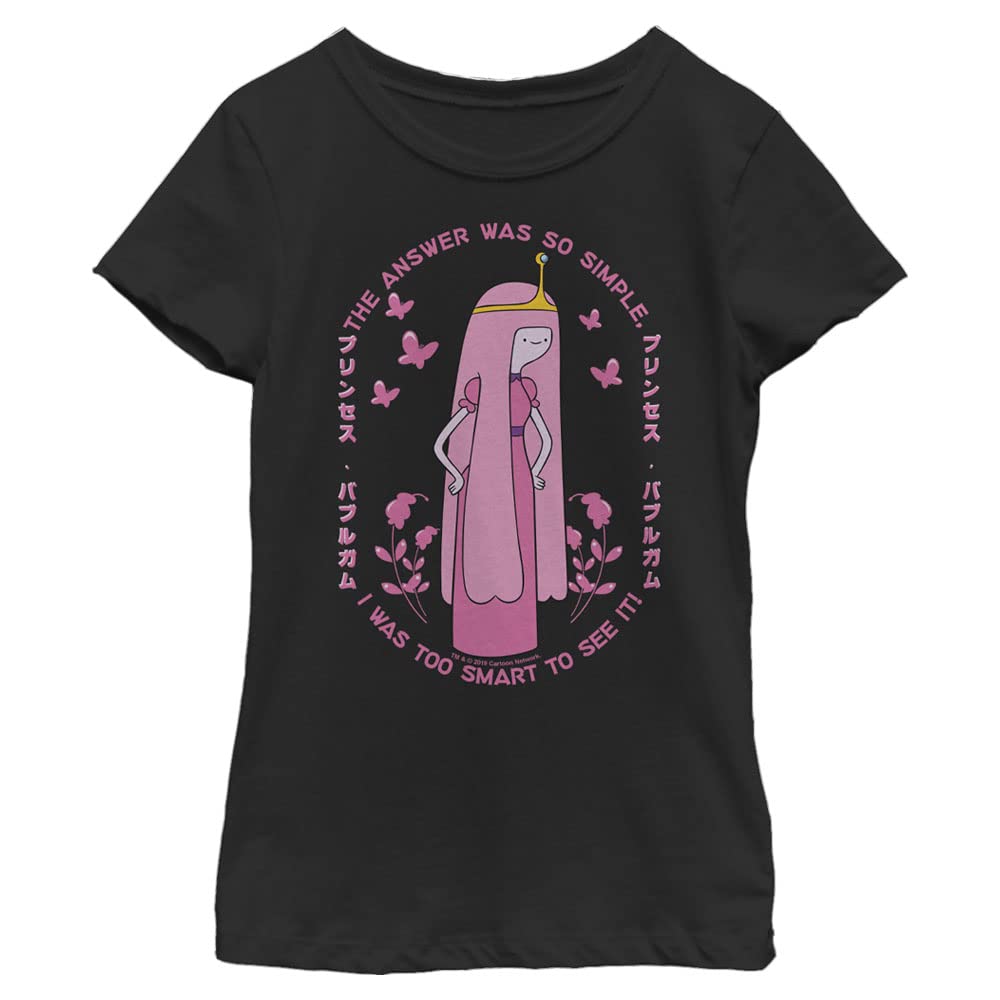 Warner Bros. Girls Adventure Time Princess Bubblegum Too Smart Girls Short Sleeve Tee Shirt, Black, X-L