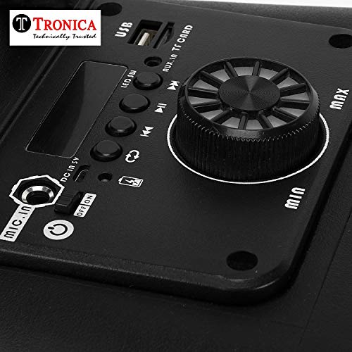 Image of Tronica VIBRA 20W Rechargeable Outdoor Bluetooth Party Speaker with USB /FM /SD Card /Karaoke Speaker with Wired Mic & Remote (Pure Black)